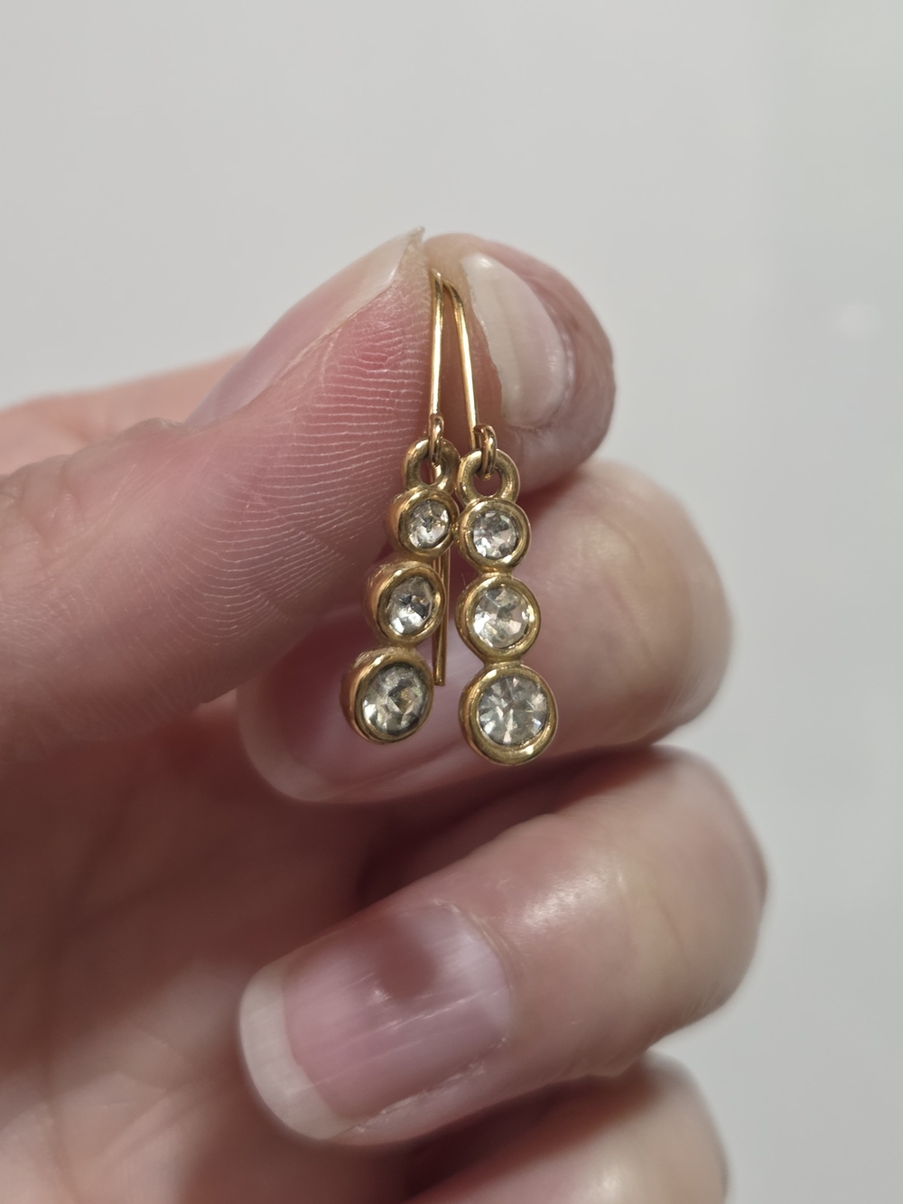 Gold-Tone Three-Crystal Drop Earrings - Gold